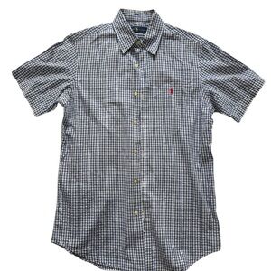 Ralph Lauren Gingham Short Sleeve Button Up shirt 100% cotton size small